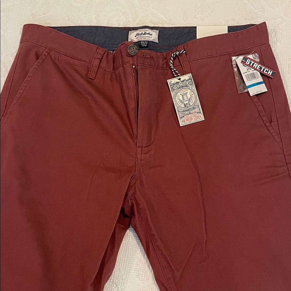 Men's Stretch Chinos in Rich Burgundy